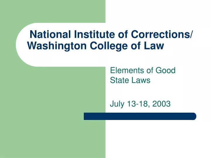 national institute of corrections washington college of law n.