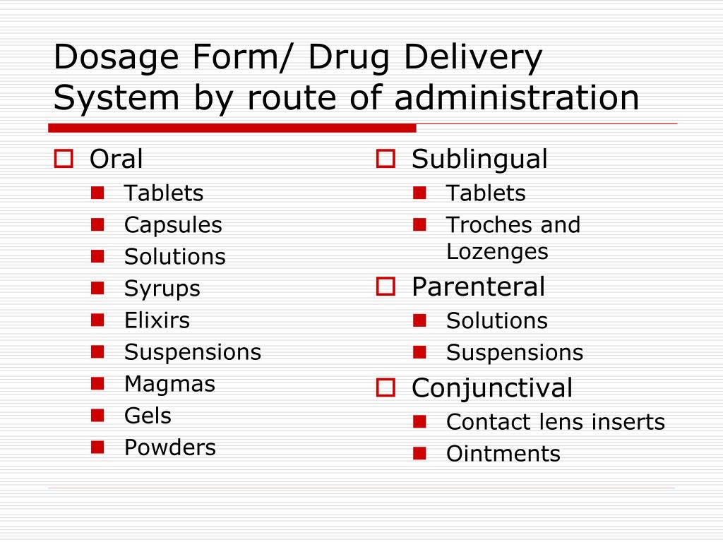 presentation of dosage form