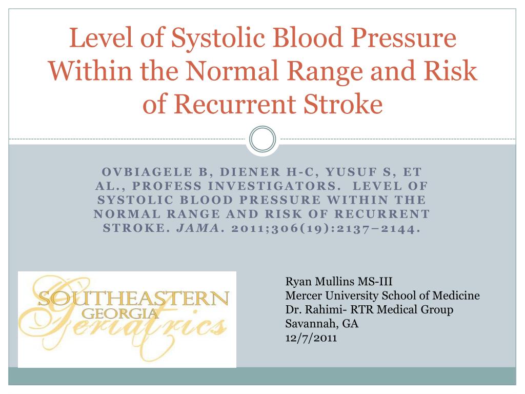 Stroke Level Blood Pressure Chart