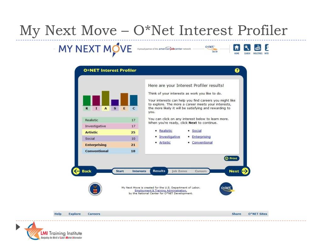 O*NET Interest Profiler at My Next Move