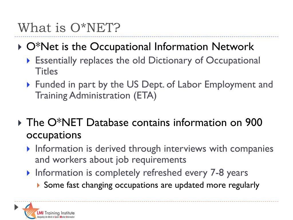 PPT - Using O*Net and My Next Move for career exploration and counseling PowerPoint Presentation 