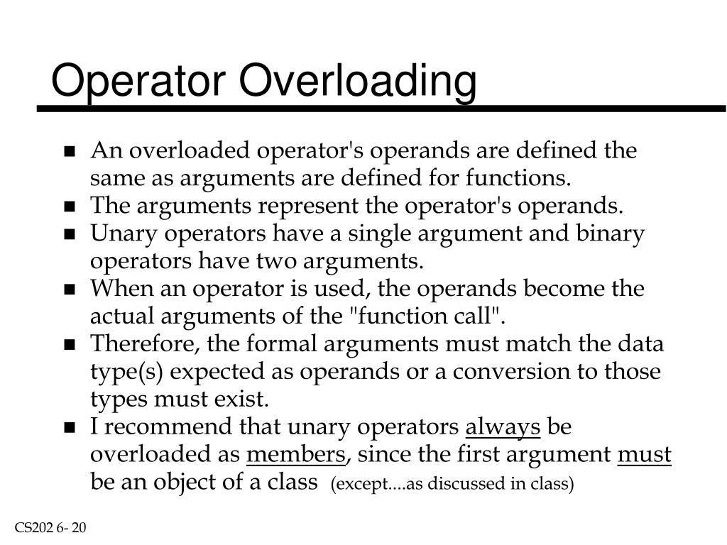 PPT - Introduction to C++ Operator Overloading PowerPoint Presentation -  ID:1810885