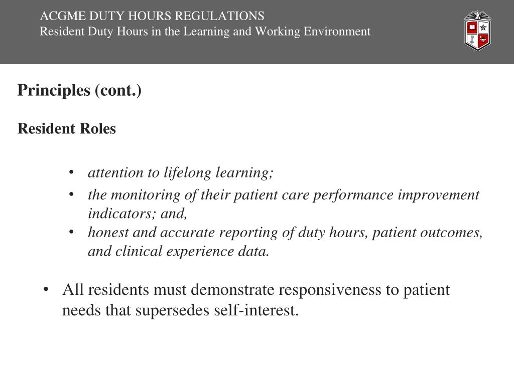 PPT ACGME DUTY HOURS REGULATIONS Resident Duty Hours in the Learning
