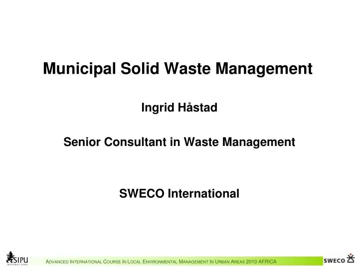 municipal solid waste management n.