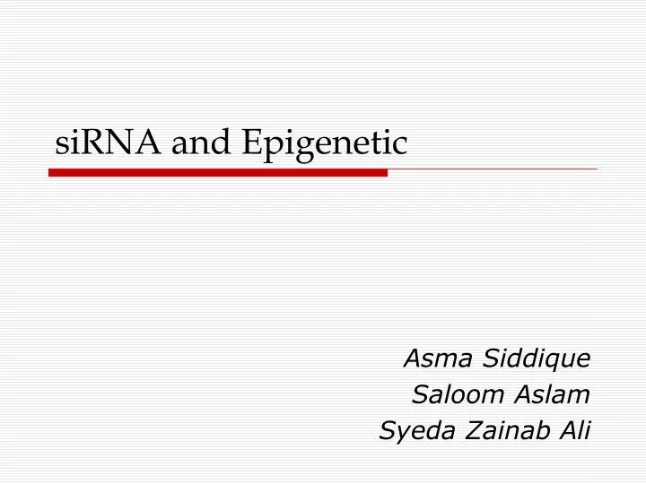sirna and epigenetic n.