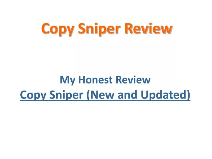 my honest review copy sniper new and updated n.