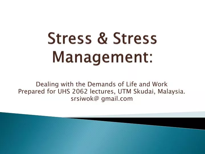 stress stress management n.