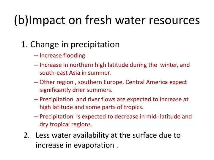 b impact on fresh water resources n.