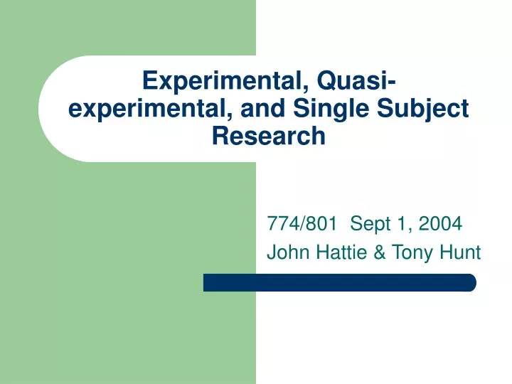 example of single subject quasi experimental research