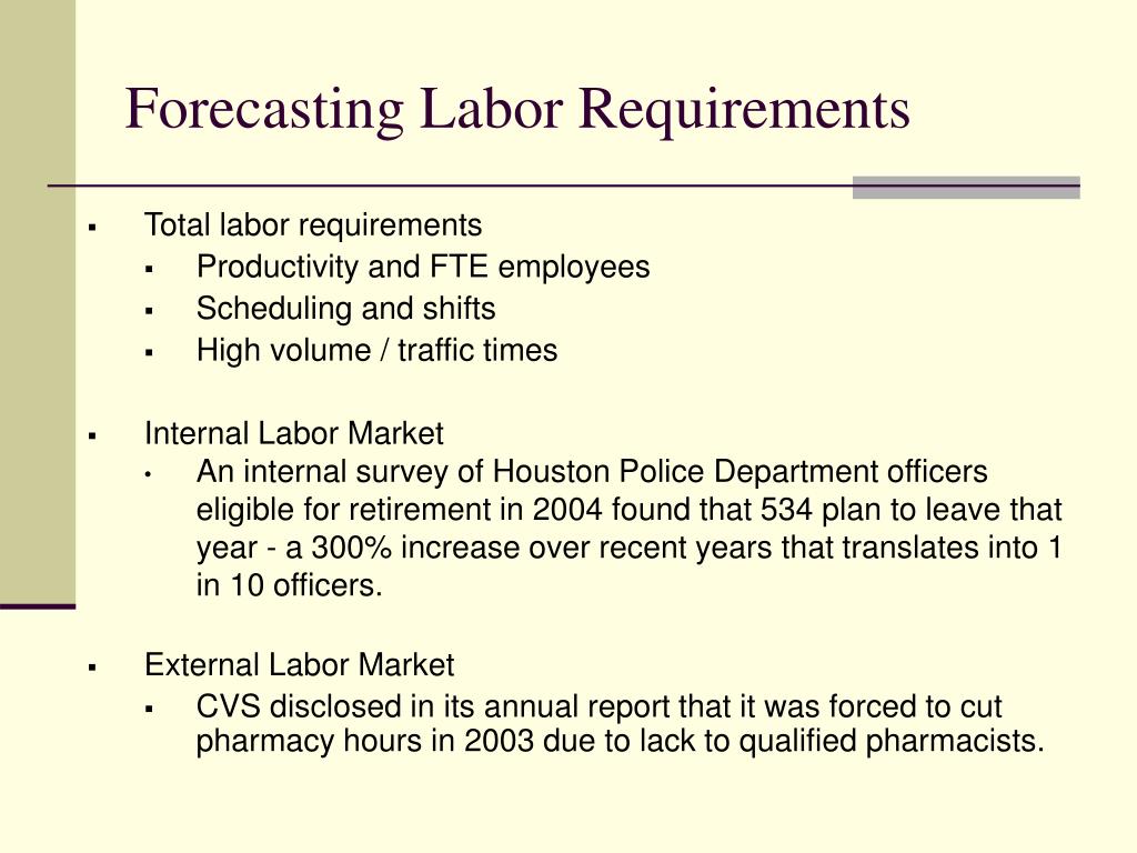 what is labor requirements in business plan