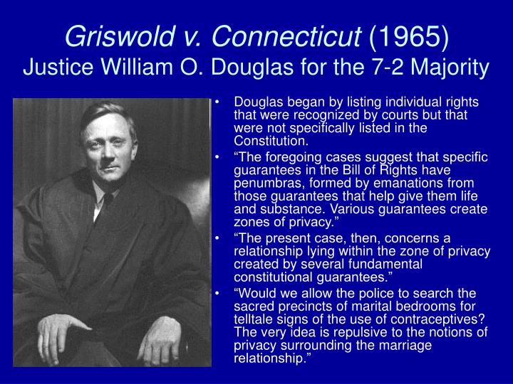 an overview of the griswold versus connecticut The background of griswold v connecticut (1965) the case of griswold v connecticut addressed a connecticut statute that prohibited the use of any drug, pharmaceutical, or instrument undertaken in order to. an overview of the griswold versus connecticut The background of griswold v connecticut (1965) the case of griswold v connecticut addressed a connecticut statute that prohibited the use of any drug, pharmaceutical, or instrument undertaken in order to.