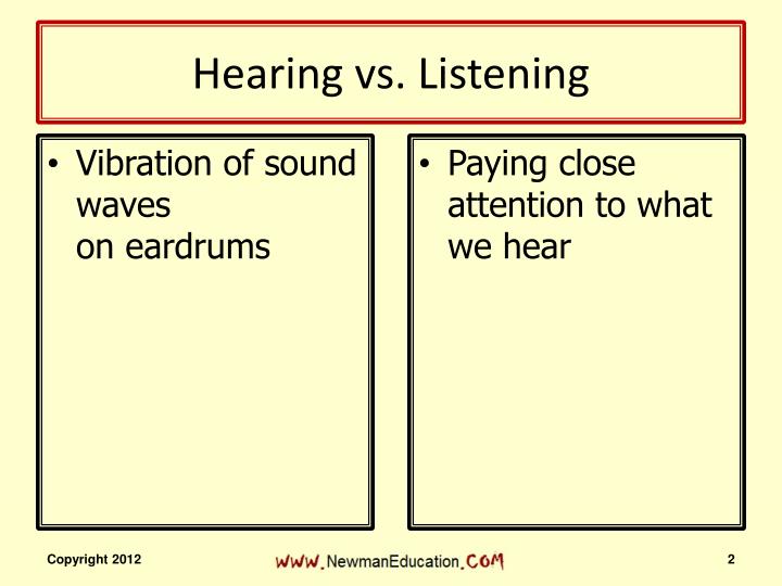 difference between hearing and listening presentation