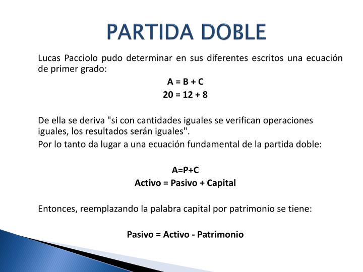 Ecuacion Fundamental De La Partida Doble
