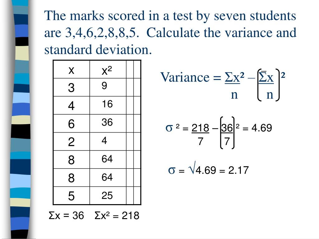 PPT - S10 Measures of Dispersion The mean, variance and standard