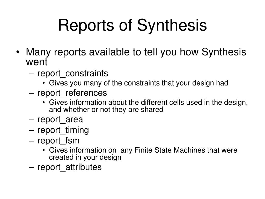 meaning of a synthesis report