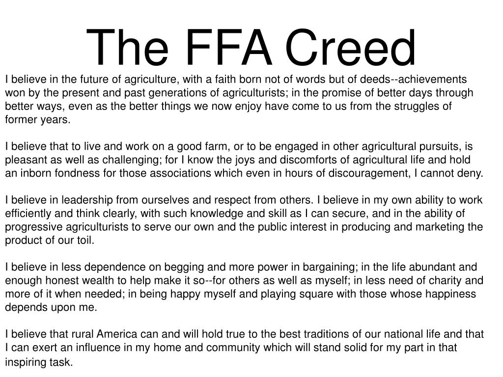 PPT Learning the FFA Creed PowerPoint Presentation, free download