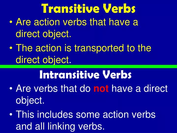PPT Transitive Verbs PowerPoint Presentation, free download ID1823847