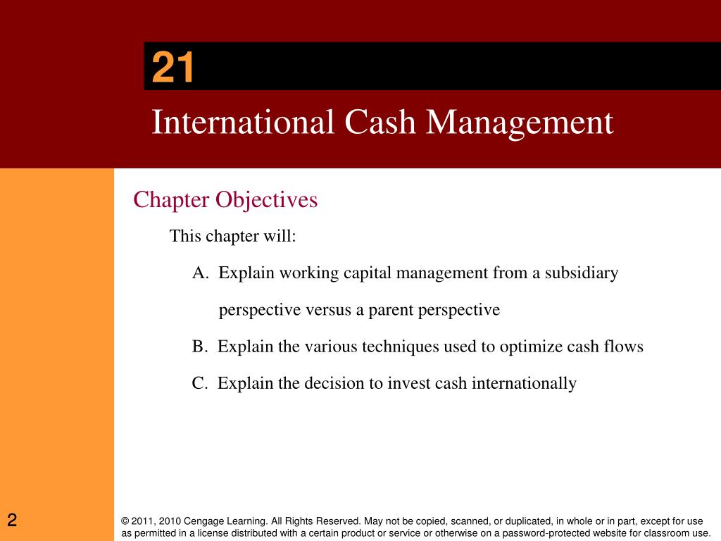 explain the objectives of cash management