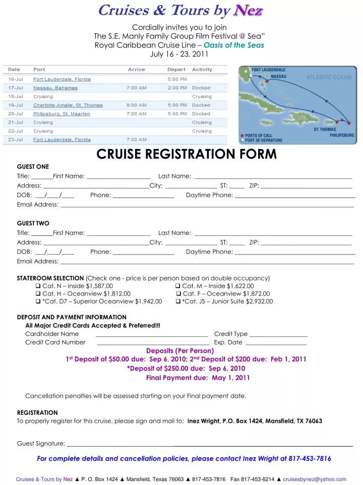 cruise registration form