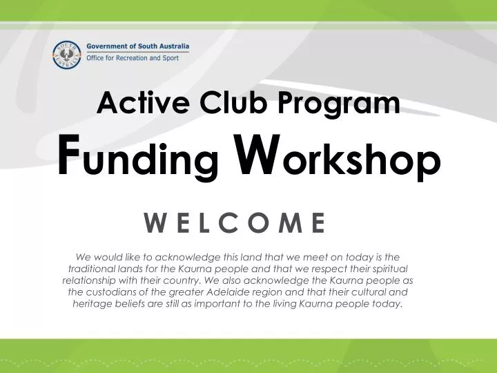 active club program f unding w orkshop n.