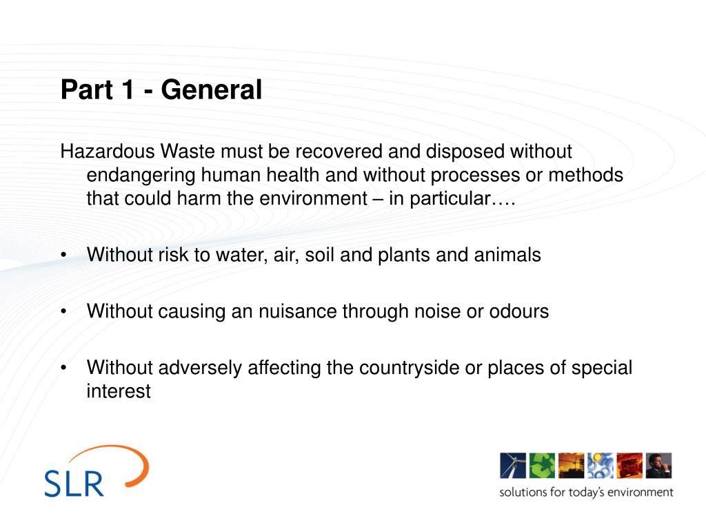 PPT Regulatory Overview Hazardous Waste (England and Wales