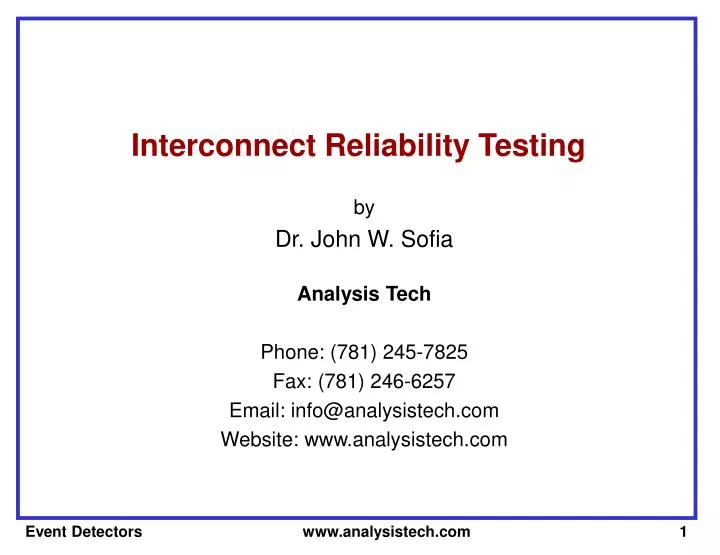 PPT - Interconnect Reliability Testing PowerPoint Presentation, free ...