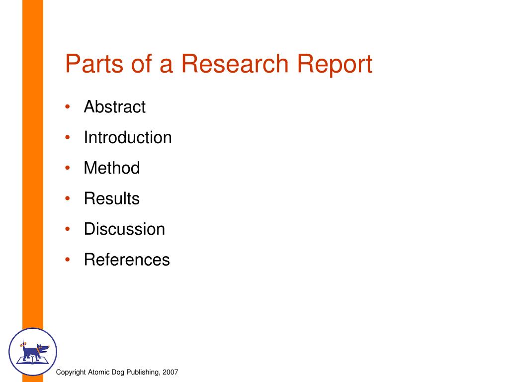 what are the six components of research report