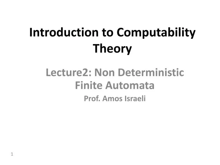 Ppt Introduction To Computability Theory Powerpoint Presentation
