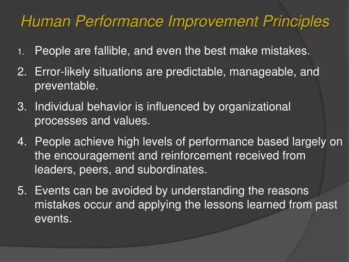 PPT - Human Performance Improvement Principles PowerPoint Presentation