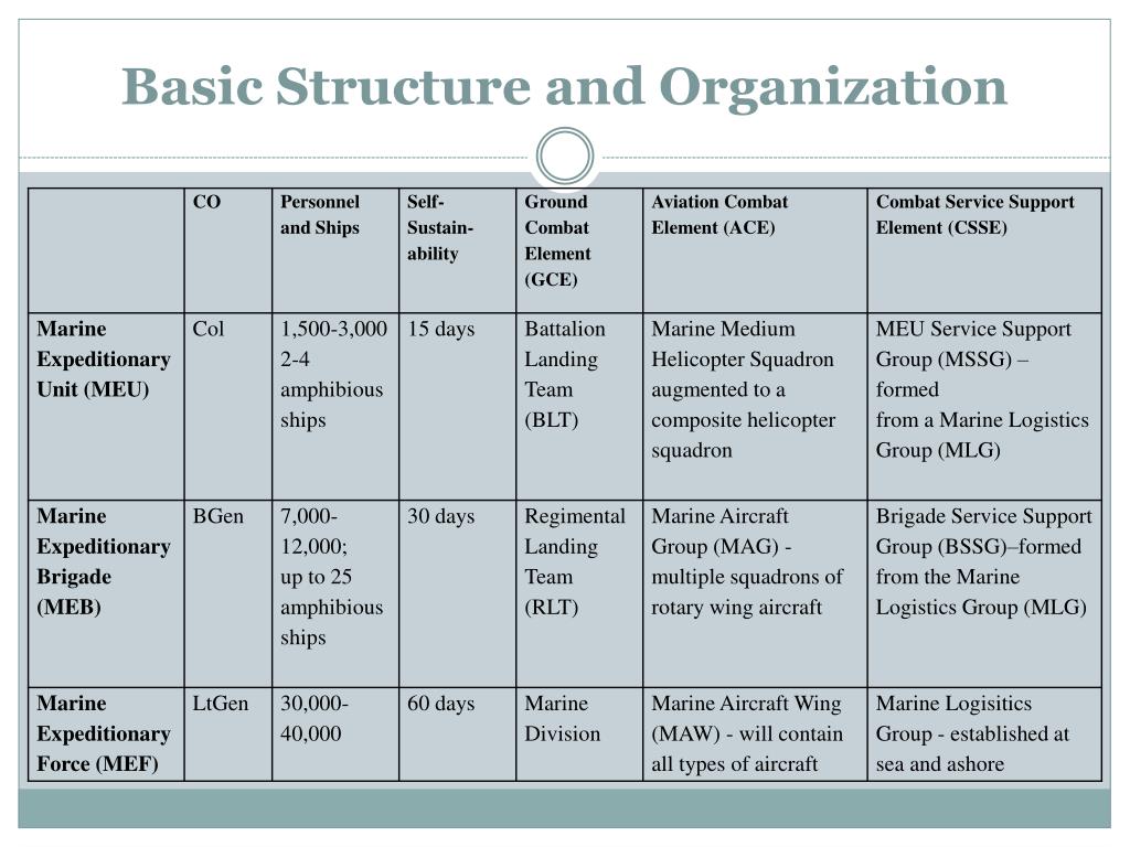 Marine Logistics Group Organization Chart