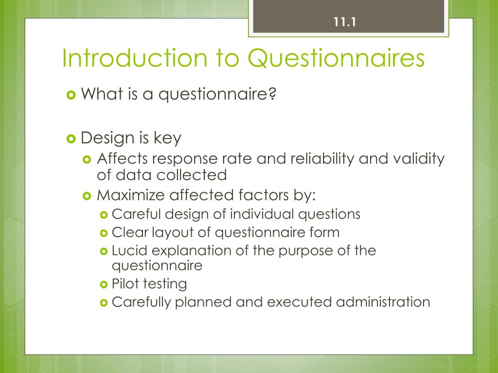 data presentation methods for questionnaires