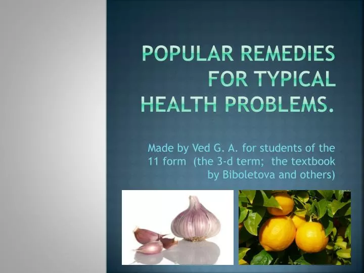 popular remedies for typical health problems n.