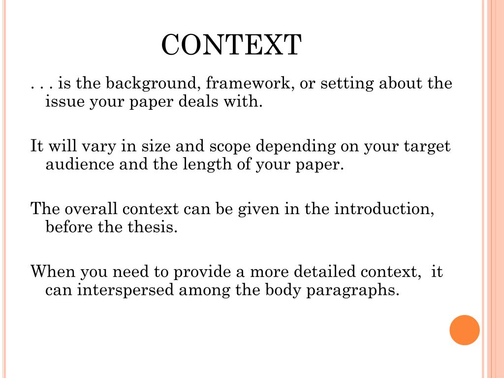 context for an essay