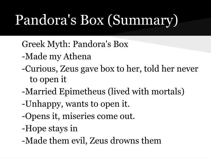 pandora's box summary essay