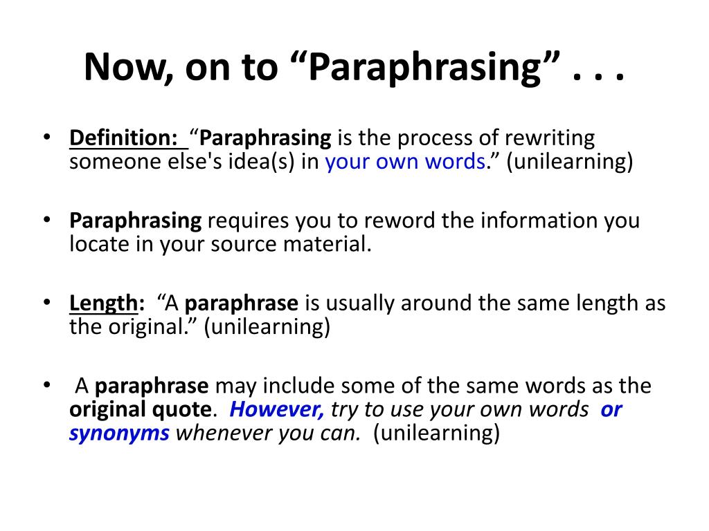 paraphrasing word meaning