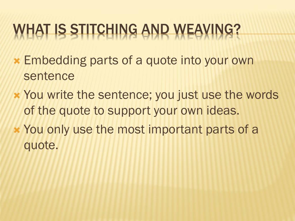 PPT - Stitching and Weaving Quotes PowerPoint Presentation, free