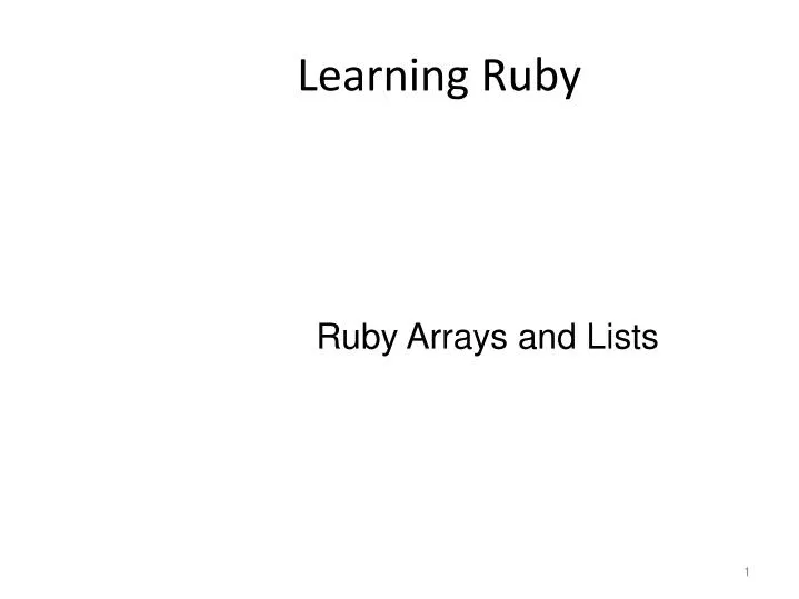 PPT - Learning Ruby PowerPoint Presentation, free download - ID:1840182