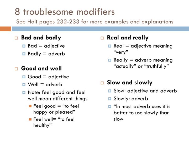 adjective modifier examples