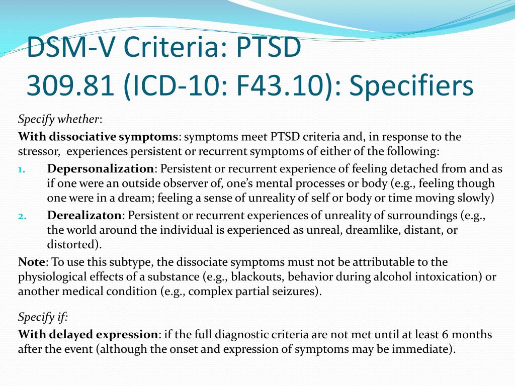 ptsd diagnostic criteria for dsm 5