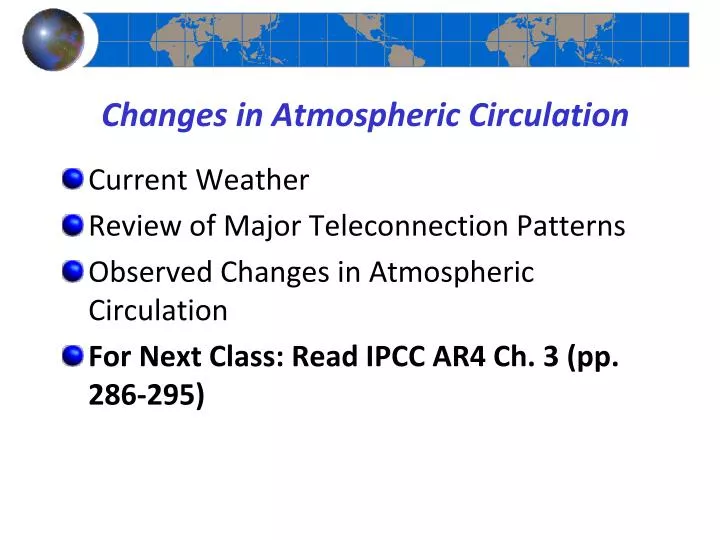 changes in atmospheric circulation n.