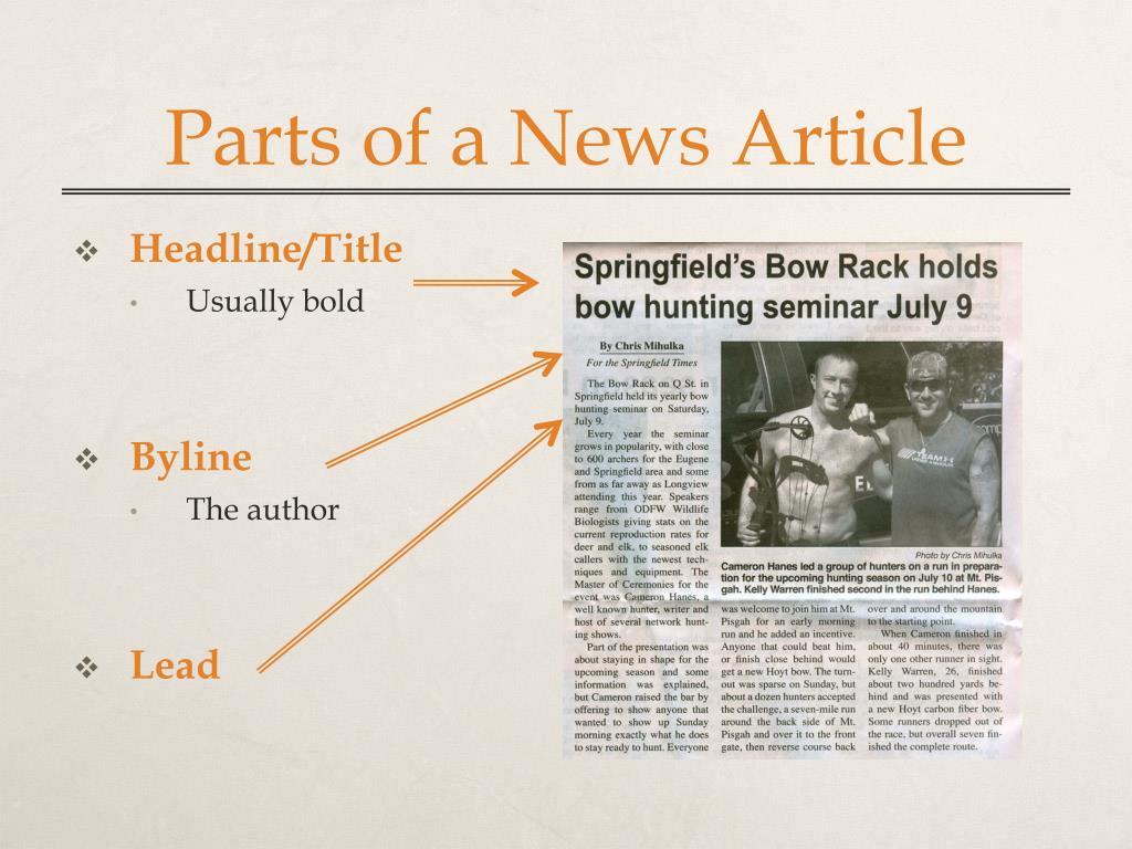 structure of a newspaper report