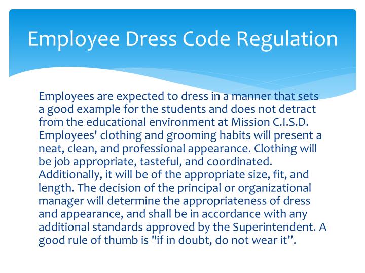 PPT Employee Dress Code Policy and Administrative Regulation