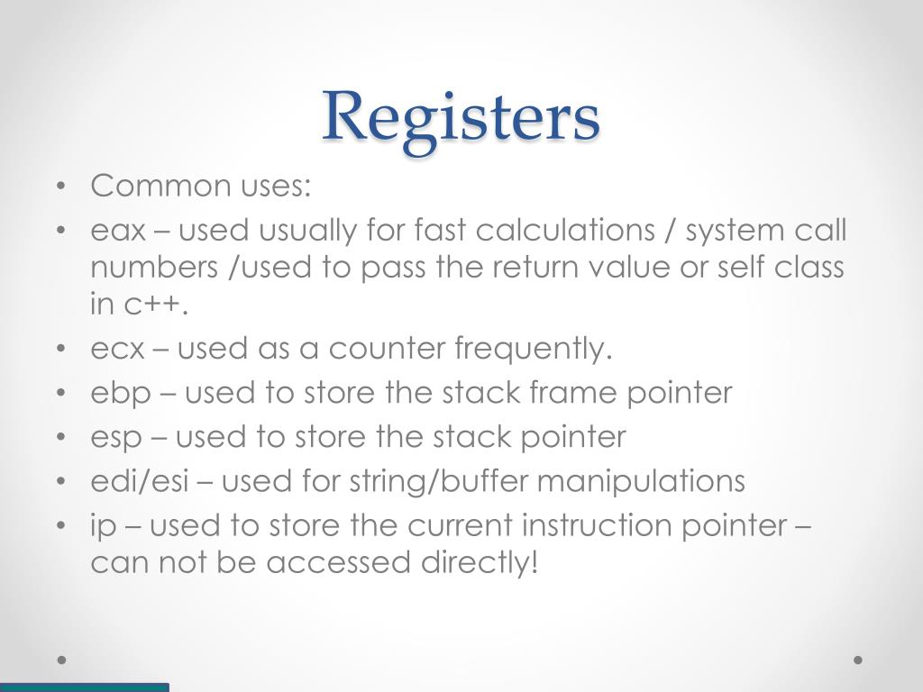 Computer Register Eax PPT - Introduction to InfoSec – Recitation 2 PowerPoint Presentation ...