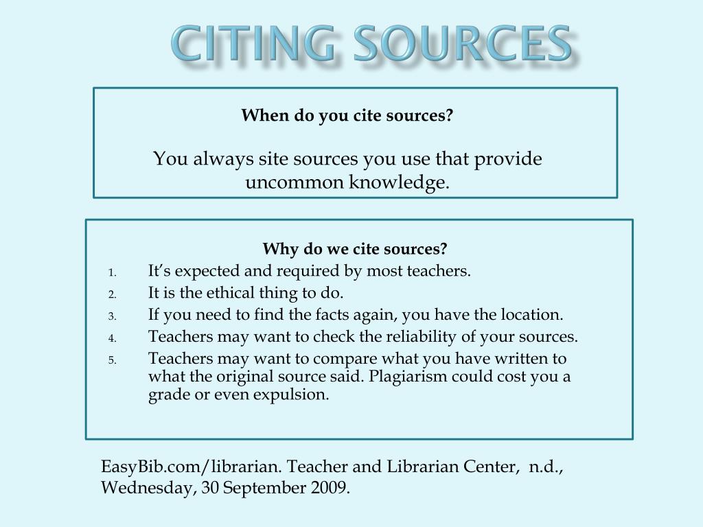 citing sources in a powerpoint presentation
