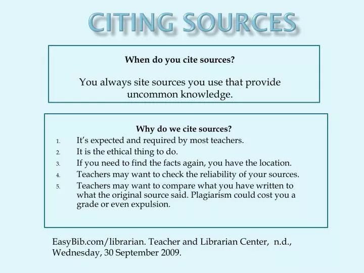 how to cite sources on powerpoint presentation