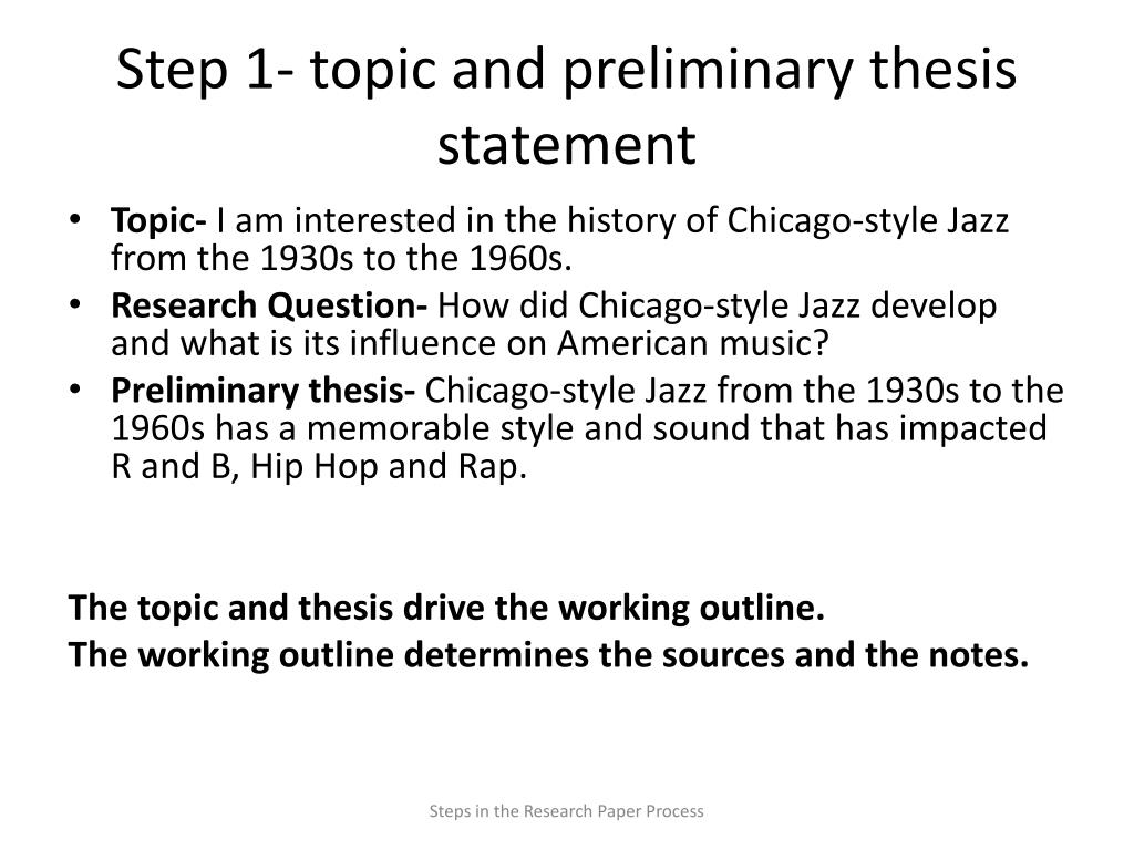 meaning of preliminary thesis statement