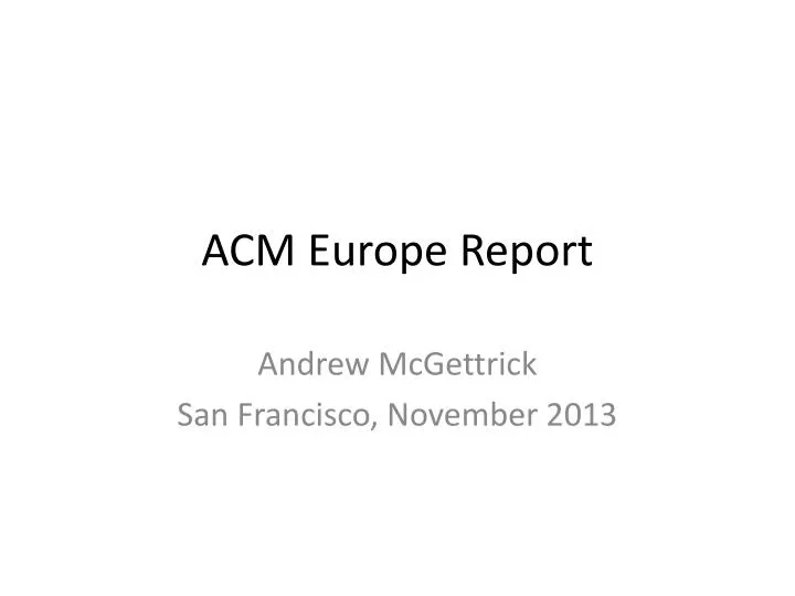 acm europe report n.