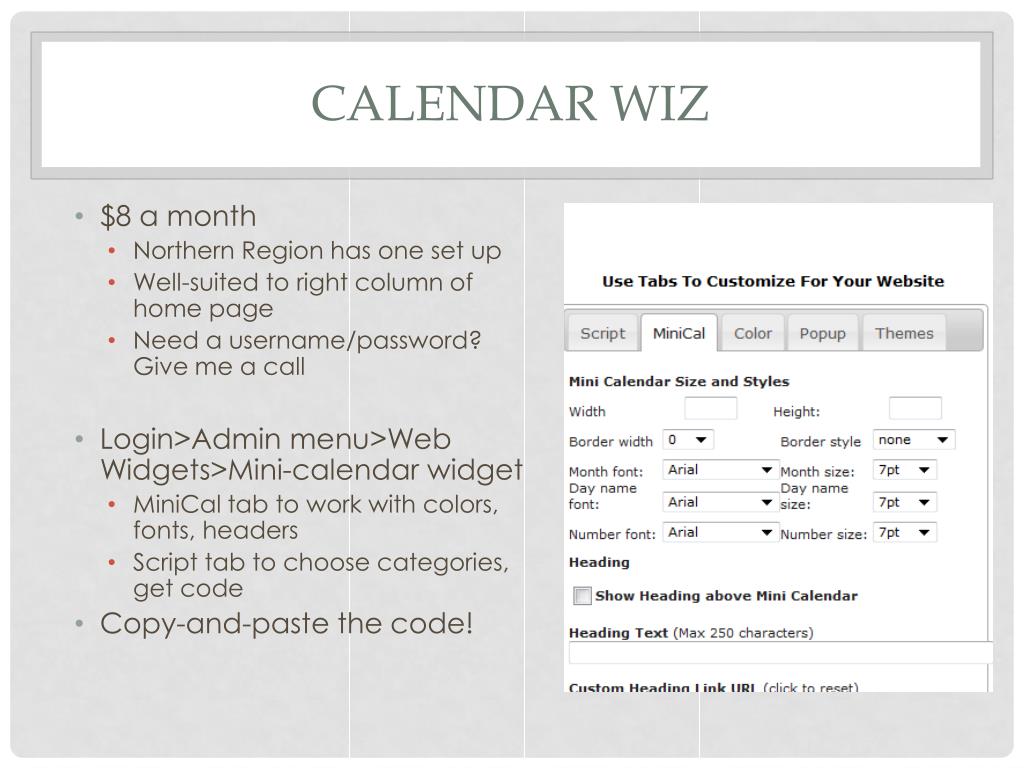PPT - Embeddable Calendars PowerPoint Presentation, free download - ID 