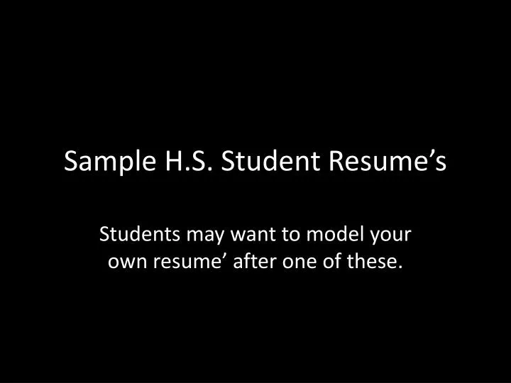 sample h s student resume s n.