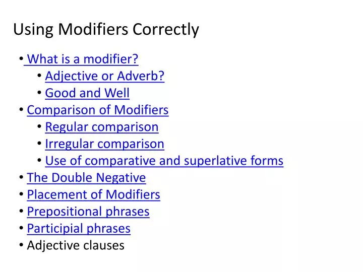 Modifier Presentation Ppt Using Connectives Correctly Powerpoint Presentation Create A KPI